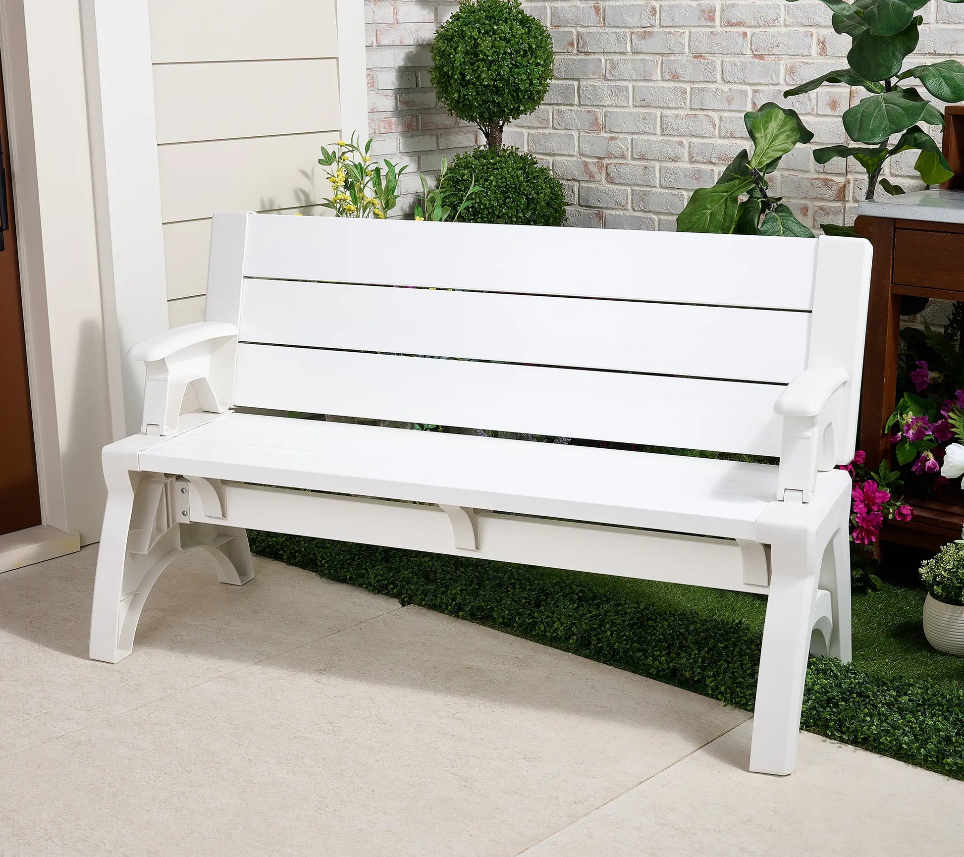 Convert-a-Bench Gen II XL Designer Series Bench-to-Table Modern Outdoor Patio Furniture Stool Chairs