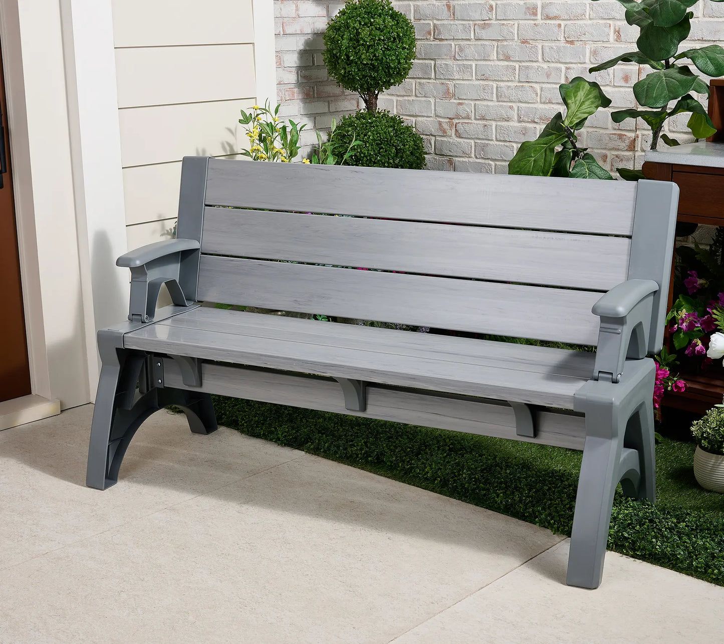 Convert-a-Bench Gen II XL Designer Series Bench-to-Table Modern Outdoor Patio Furniture Stool Chairs